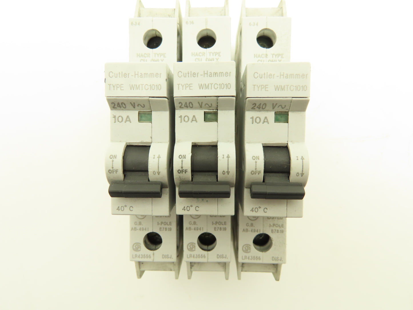 Cutler Hammer WMTC1010 1-Pole 10A Circuit Breaker Lot of 3