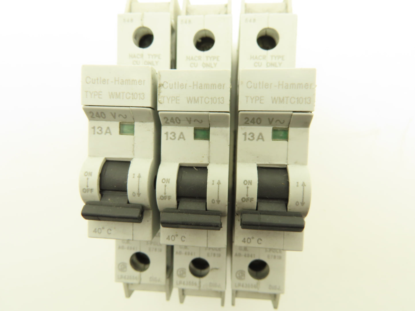 Cutler Hammer WMTC1013 1-Pole 13A Circuit Breaker Lot of 3