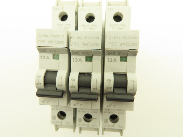 Cutler Hammer WMTC1013 1-Pole 13A Circuit Breaker Lot of 3