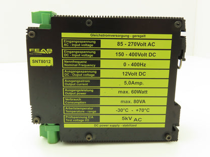 FEAS SNT8012 Switch Mode DC Power Supply 5A 60W 12VDC Output