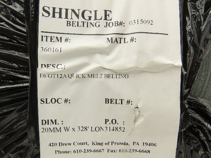 Shingle Belting E6/GT12A Quick Melt Conveyor Belt 20mm x 328' Roll Green Nycor
