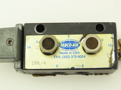 Fabco Air 18HL-4 Manual Pneumatic Control Valve 5/2 Type 1/8" NPT Spool Lot of 2