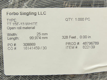Forbo Siegling TT 15E-18 Conveyor Belt 25mm x 328' White Fabric Machine Tape