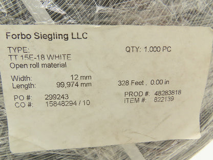 Forbo Siegling TT 15E-18 Conveyor Belt 12mm x 328' White Fabric Machine Tape