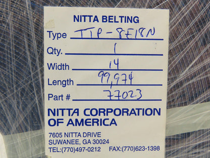 Nitta TTP-8E18N Flat Conveyor Belt 14mm x 328' Blue White Fabric Machine Tape