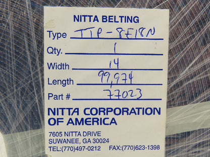 Nitta TTP-8E18N Flat Conveyor Belt 14mm x 328' Blue White Fabric Machine Tape
