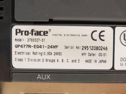 Pro-Face GP477R-EG41-24VP Broken Operator Interface Control Panel 9.1" Display