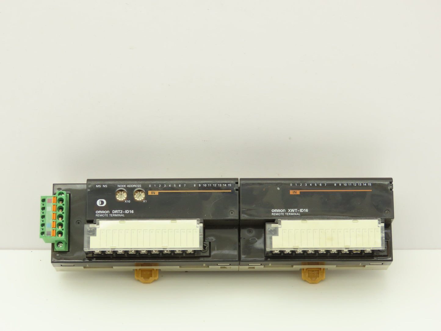 Omron DRT2-ID16 / XWT-ID16 Remote Terminal PLC Input Output Module Set