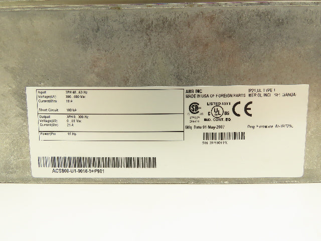 ABB AC Variable Frequency Drive 15Hp 3Ph 380-500V 21A