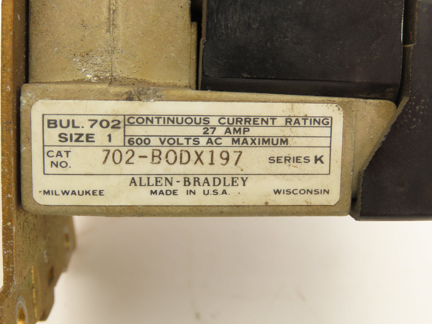 Allen Bradley 702-BODX197 Contactor 4-Pole Series K 27A