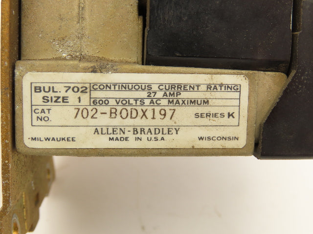 Allen Bradley 702-BODX197 Contactor 4-Pole Series K 27A