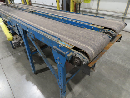 New London Engineering 12"x 11' Double Belt Conveyor 2-Way Center Drive 30 FPM