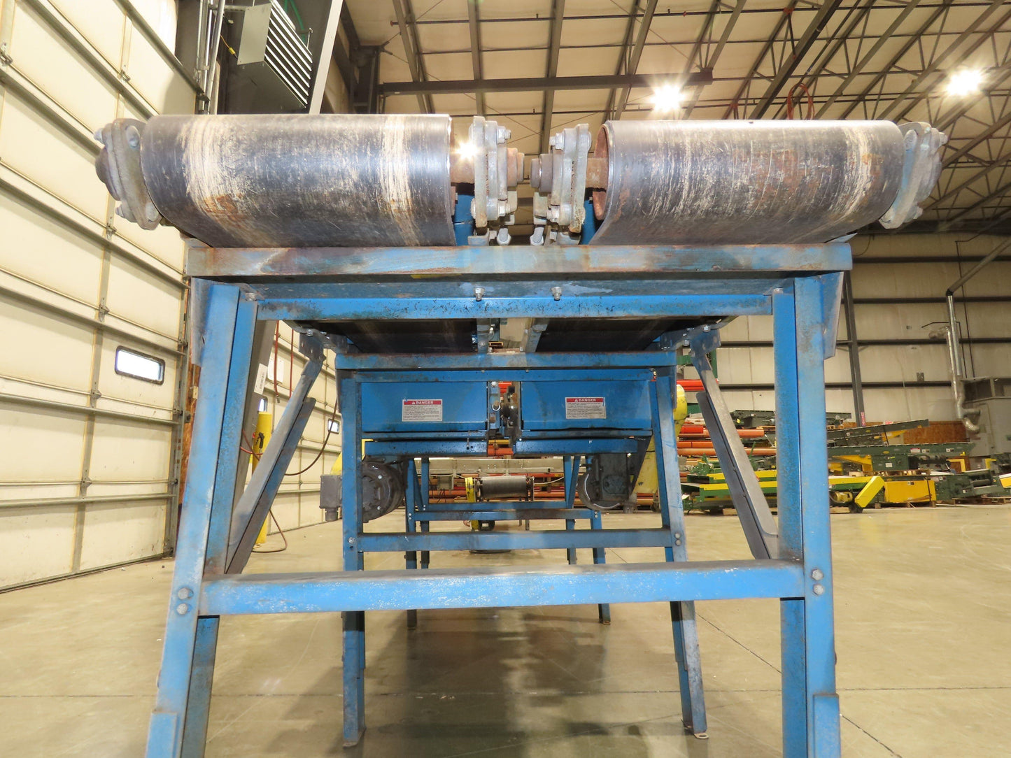 New London Engineering 12"x 11' Double Belt Conveyor 2-Way Center Drive 30 FPM