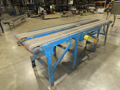 New London Engineering 12"x 11' Double Belt Conveyor 2-Way Center Drive 30 FPM