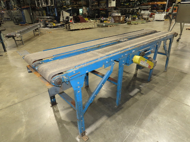 New London Engineering 12"x 11' Double Belt Conveyor 2-Way Center Drive 30 FPM