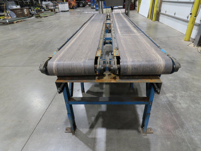 New London Engineering 12"x 11' Double Belt Conveyor 2-Way Center Drive 30 FPM