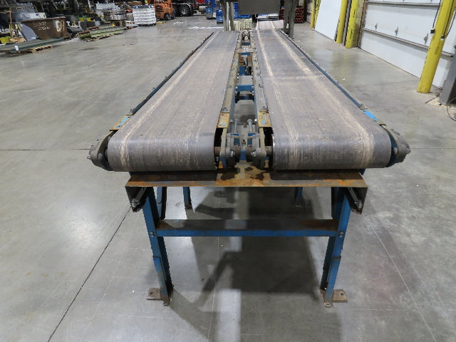 New London Engineering 12"x 11' Double Belt Conveyor 2-Way Center Drive 30 FPM