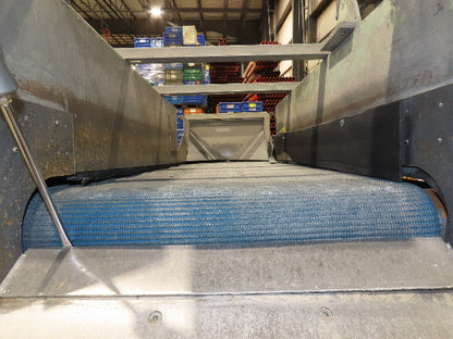 24"x 80" Incline Belt Conveyor Elevated Feed Chute 460V 40 FPM 56" Discharge