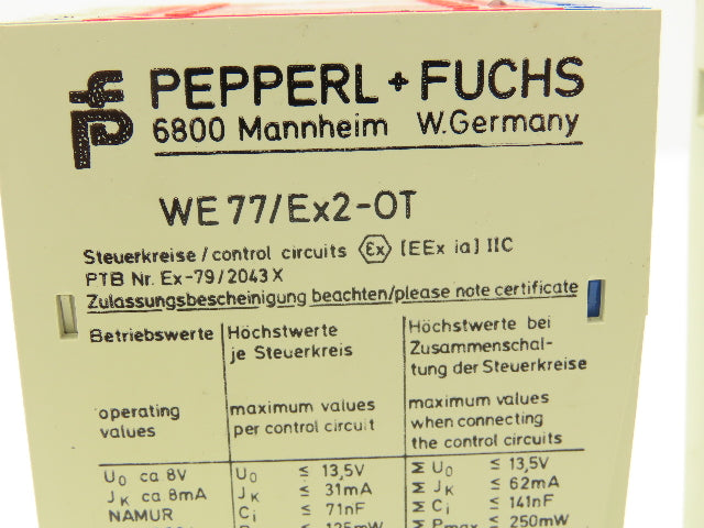 Pepperl+Fuchs WE77/Ex2-OT Switch Amplifier 2-Channel Safety Relay  Lot of 2