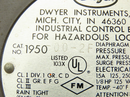 Dwyer 1950-00-2F Explosion-Proof Differential Pressure Switch