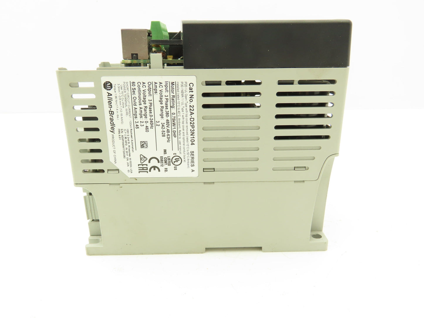 Allen Bradley 22A-D2P3N104 PowerFlex 4 VFD Variable Speed AC Drive 1Hp 460V 3PH