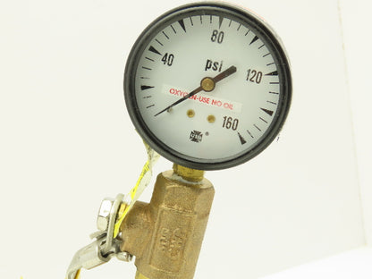 1"x 32" Stainless Braided Flex Hose 1"npt Globe Valve o2 Gauge Assembly