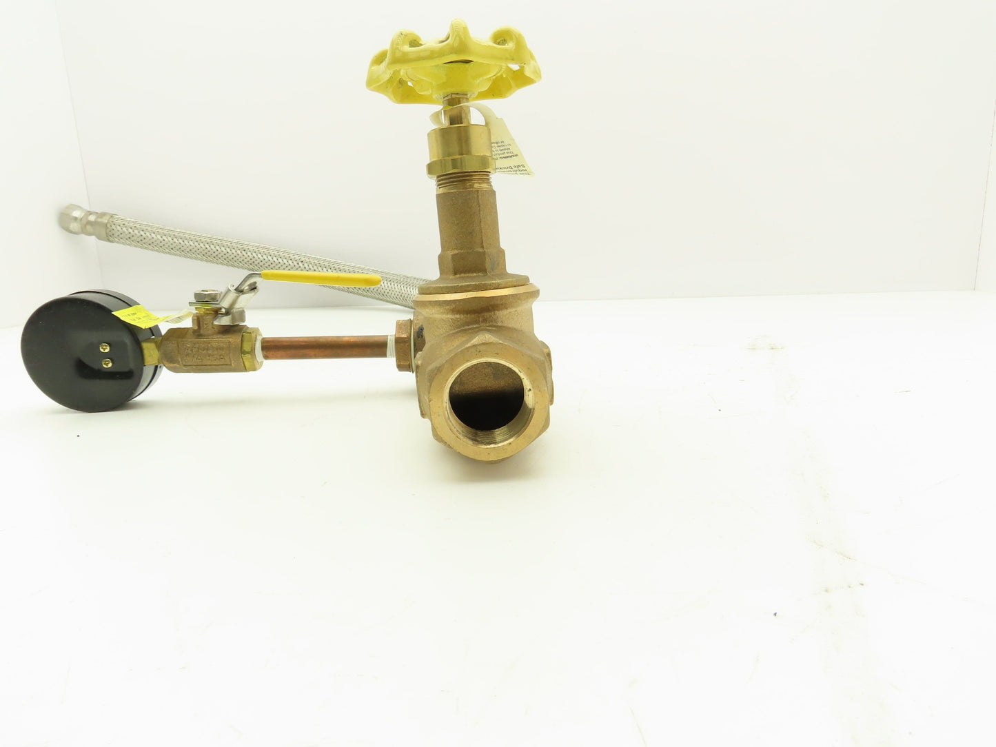 1"x 32" Stainless Braided Flex Hose 1"npt Globe Valve o2 Gauge Assembly