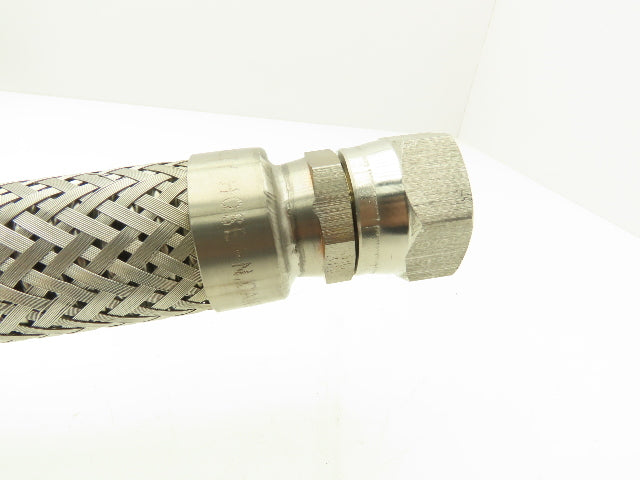 1"x 32" Stainless Braided Flex Hose 1"npt Globe Valve o2 Gauge Assembly