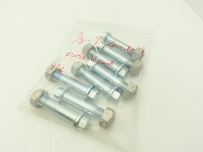 7/8"-9 Grade 8 Hex Head Cap Screw 4" Flange Head Bolt & Nut Alloy  Lot of 8