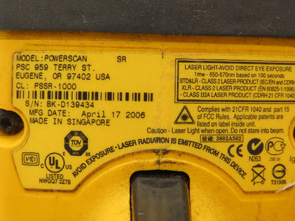 Powerscan PSC PSSR-1000 Handheld Barcode Scanner 9-Pin D-Sub Connector