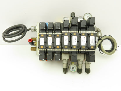 SMC NVV5FS3 Pneumatic 7-Station Manifold 5/2 | 5/3 Solenoid Valves 24VDC