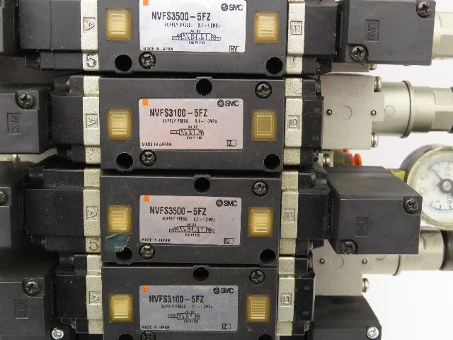 SMC NVV5FS3 Pneumatic 7-Station Manifold 5/2 | 5/3 Solenoid Valves 24VDC