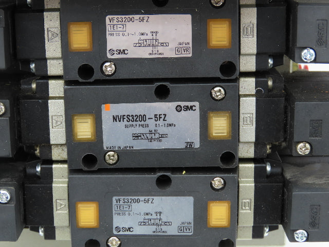 SMC NVV5FS3 Pneumatic 7-Station Manifold 5/2 | 5/3 Solenoid Valves 24VDC