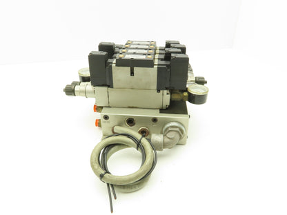 SMC NVV5FS3 Pneumatic 7-Station Manifold 5/2 | 5/3 Solenoid Valves 24VDC