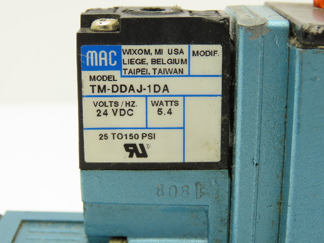 MAC 82A-AC-CKA-TM-DDAP-1DA Pneumatic Solenoid 4/2 Spool Valve 24VDC