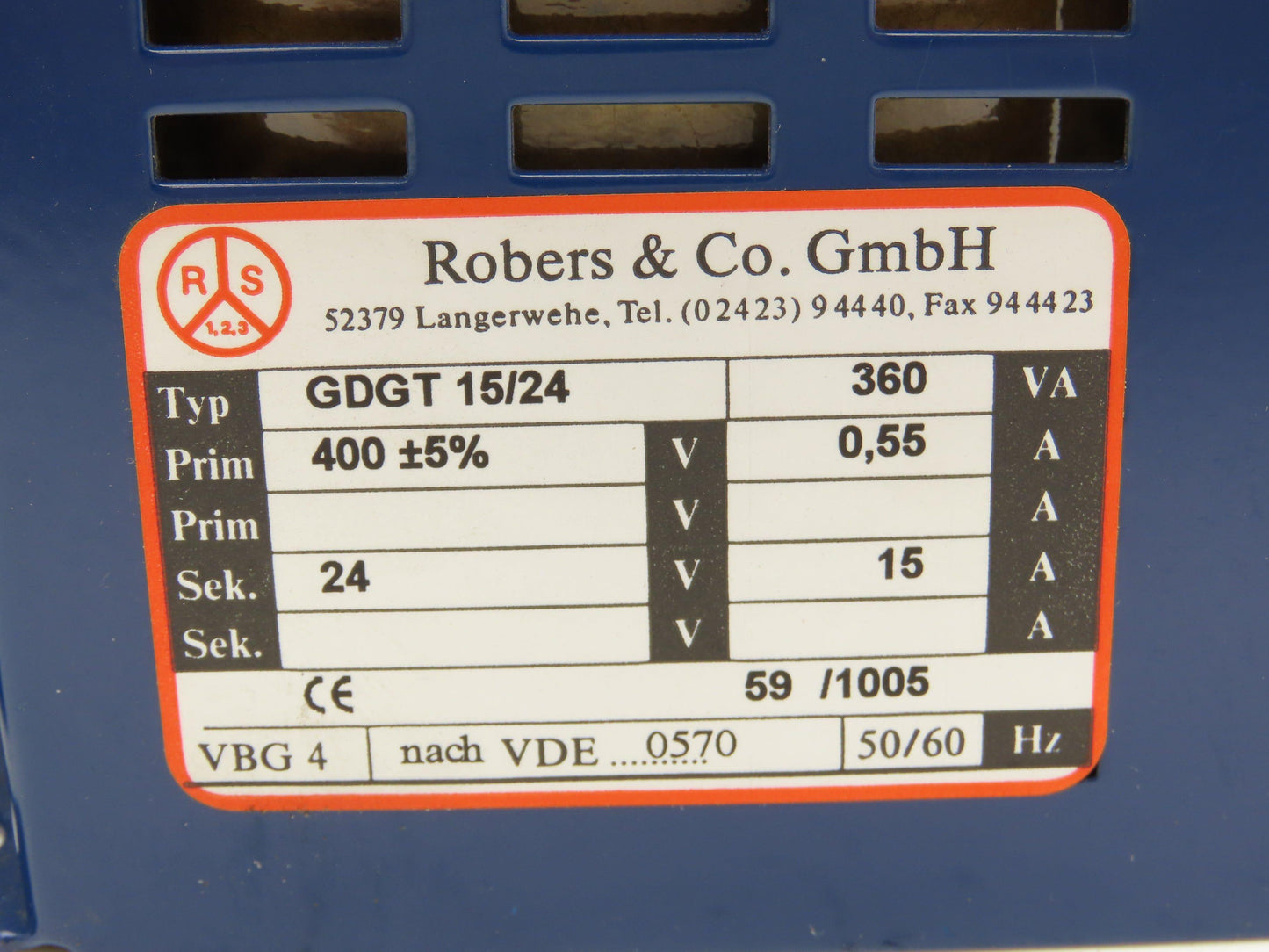 Robers GDGT 15/24 Transformer 400V 0.55A Input 24V 15A Output Lot of 2