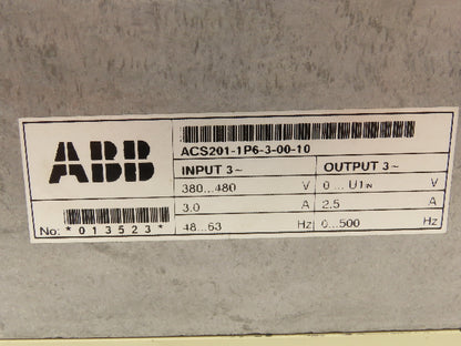 ABB ACS201-1P6-3-00-10 ACS 200 AC VFD Drive 1HP 480V 3PH Broken Cover