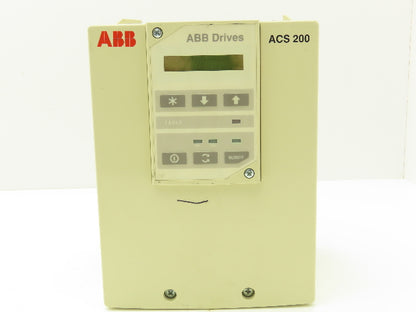 ABB ACS201-1P6-3-00-10 ACS 200 AC VFD Drive 1HP 480V 3PH Broken Cover