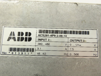 ABB 201-4P9-3-00-10 ACS 200 AC VFD Drive 7.5A 480V 3PH 0-500Hz MISSING COVER