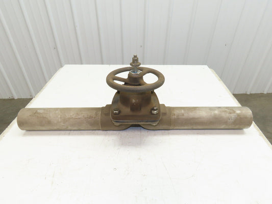 Hills-McCanna 3" Manual Diaphragm Pinch Valve Stainless Pipe Butt Weld 35"L