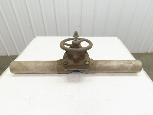 Hills-McCanna 3" Manual Diaphragm Pinch Valve Stainless Pipe Butt Weld 35"L