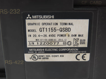 Mitsubishi Electric GT1155-QSBD Graphic Operation Terminal Display HMI