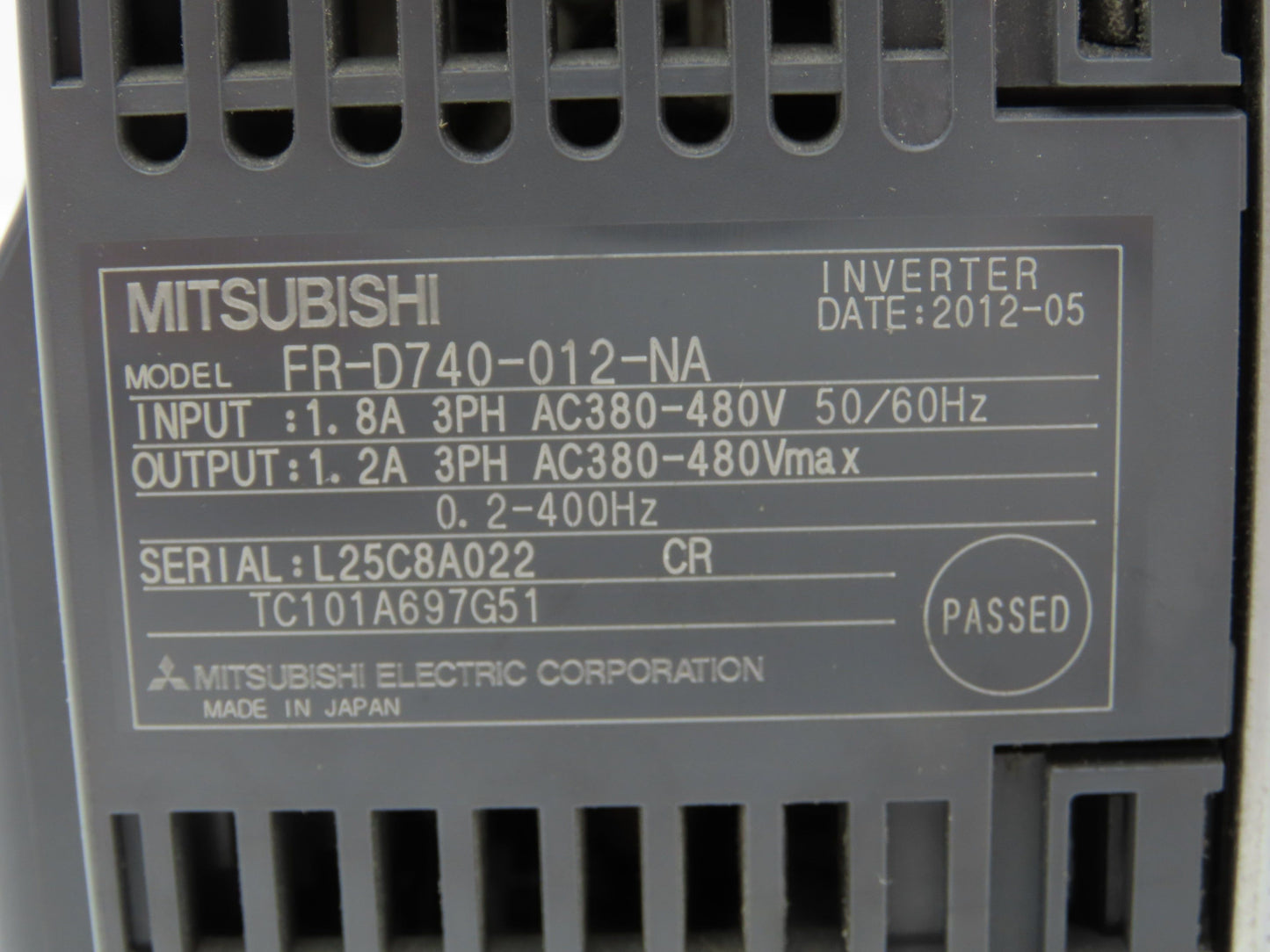 Mitsubishi Electric FR-D740-012-NA AC Drive Inverter VFD 3PH .2-400Hz 480V 1.2A