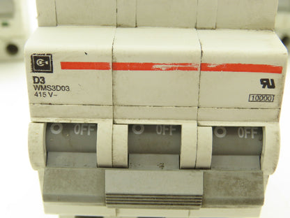 Cutler Hammer WMS3D03 3-Pole 3A Circuit Breaker Lot of 11