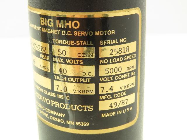 Baldor MT-2250-FC-2B2 DC Servo Motor 40VDC 36A Max