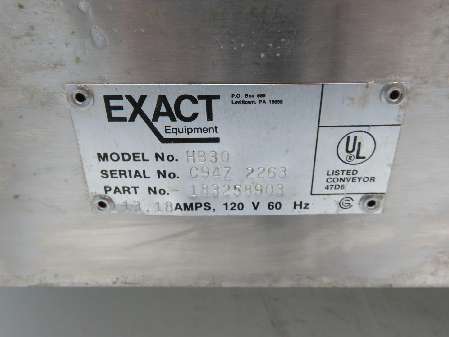 Exact Equipment HB30 16"x 30"L Stainless Belt Conveyor Heated Bed 28 FPM 115V