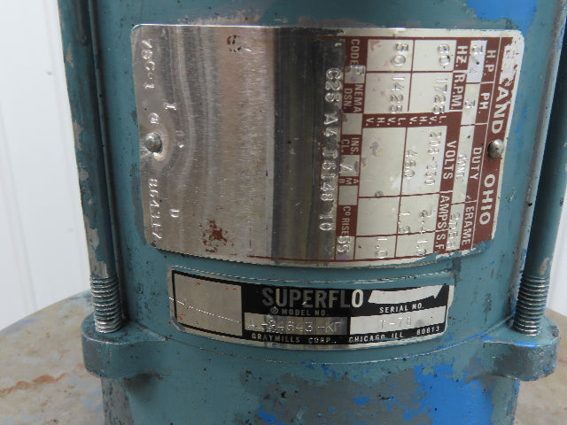 Graymills A-24643-KF SuperFlo Centrifugal Immersion Ink Pump 3/4Hp 230/460V 3PH