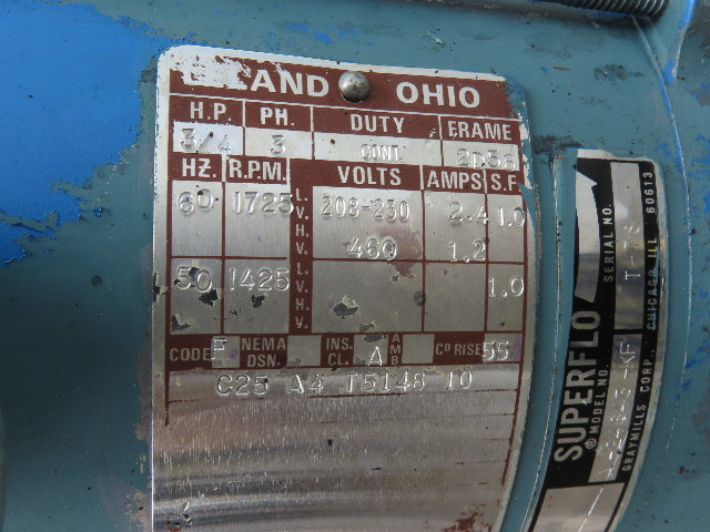 Graymills A-24643-KF SuperFlo Centrifugal Immersion Ink Pump 3/4Hp 230/460V 3PH