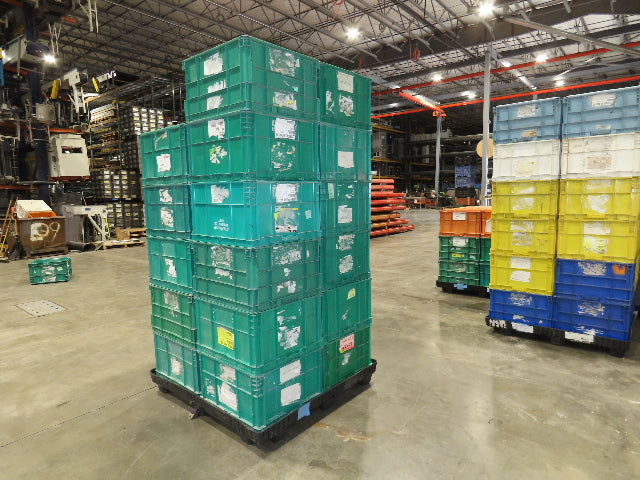 ORBIS Stakpak GREEN Stackable Plastic Tote Container Bin 24x22x14" Lot of 23