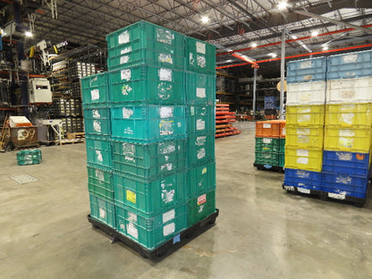 ORBIS Stakpak GREEN Stackable Plastic Tote Container Bin 24x22x14" Lot of 23